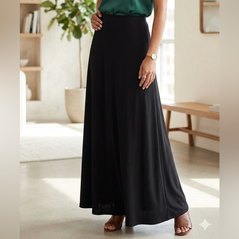 Black Maxi Skirt - Elegant Flared Women's Skirt